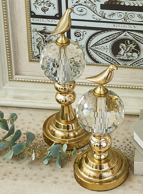 金色钻纹水晶铜鸟软装饰品 欧式样板房家居酒柜书柜书靠摆设