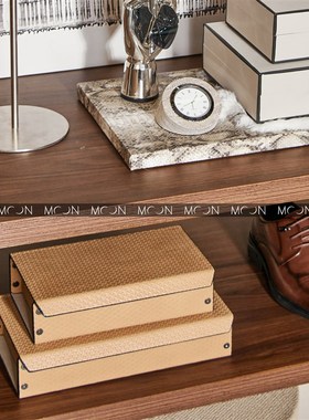 MOON慕空间样板房衣帽间中式收纳盒摆件家居展厅软装饰品摆设道具