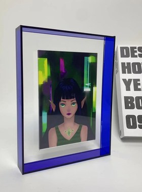 桌面亚克力磁吸悬浮相框摆件5寸6寸画框透明彩色