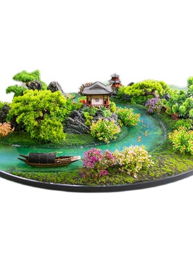 新中式餐桌转盘中间摆花酒店圆桌景观摆件圆型桌花轻奢桌面装饰品
