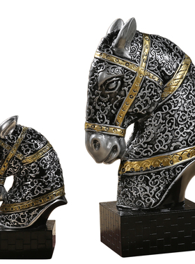 欧式招财将军马头玄关创意家居工艺品摆件客厅电视酒柜摆设软装饰