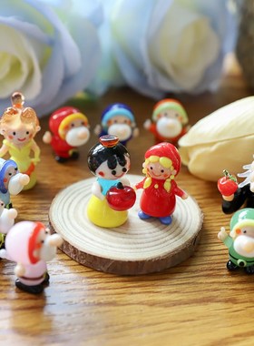 创意精美桌面摆饰玻璃摆件白雪公主和七个小矮人卡通可爱童话摆件