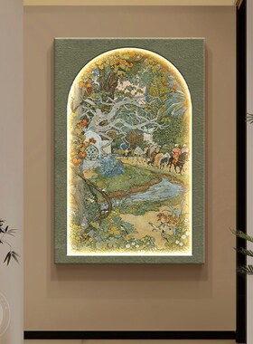 中古风客厅装饰画复古鸟沙发背景墙挂画立体肌理玄关壁灯画