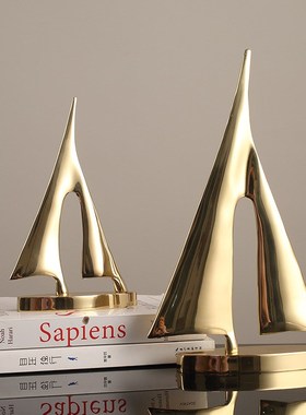 纯铜一帆风顺帆船摆件老板领导办公室办公桌装饰品电视柜摆设装饰