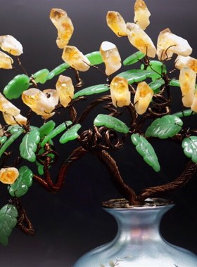 天然水晶招财树红玉髓店铺客厅摇钱装饰礼品开业乔迁结婚家居摆件