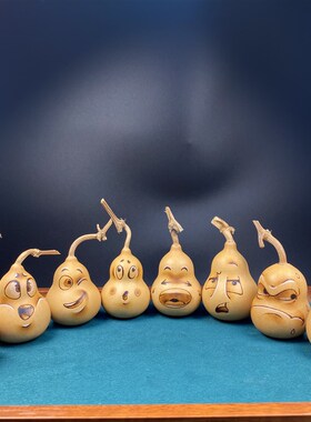 天然胖墩小葫芦文玩表情包胖梨形编制摆挂件手把件绕指柔葫芦八宝