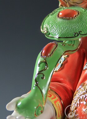 微美 8至18吋釉下彩文财神像家用供奉财神爷佛像像招财陶瓷摆件