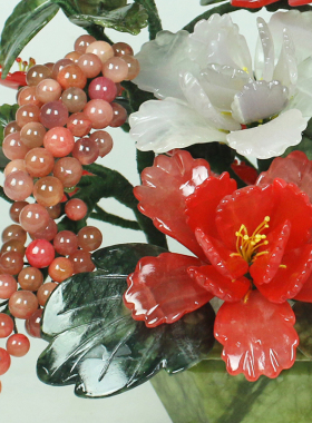 天然玉石花篮盆景工艺品摆件客厅装饰玄关酒柜茶几家居新中式礼品