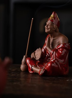 济公活佛陶瓷佛像降龙罗汉禅意摆件家居茶室桌面博古架装饰摆设