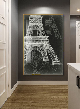 工业风建筑抽象装饰画简约客厅玄关书房黑白挂画咖啡饭馆餐厅壁画
