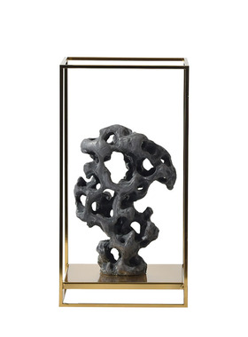 新中式陶瓷太湖石摆件样板房间样品屋展示中心博古架茶几茶室书房