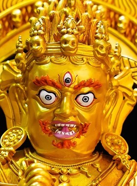 红棒玛哈嘎拉 铜像摆件二臂玛哈嘎拉 家居客厅装饰品铜器摆件