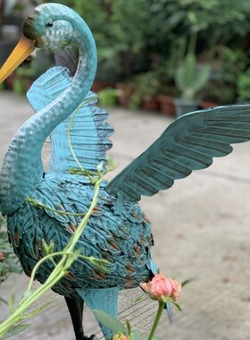 里洛家居蓝色铁质孔雀摆件铁艺庭院园艺装饰别墅花园阳台动物园景