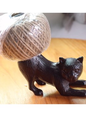 弘祥工艺北欧麻绳架猫咪小鸟缝纫机装饰复古杂货花园庭院客厅摆件