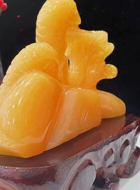 天然米黄玉生肖蛇摆件新中式客厅玄关酒柜家居装饰办公桌乔迁送礼