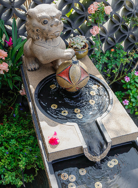 户外流水摆件室内落地水景顶楼阳台造景花园庭院装饰中式鱼池景观