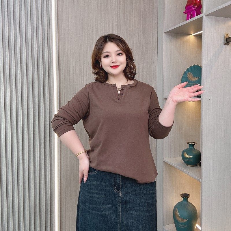 秋冬打底衫女装2024新款大码胖mm宽松显瘦洋气V领内搭德绒T恤上衣,淘宝优惠券,粉丝福利购,淘宝优惠卷