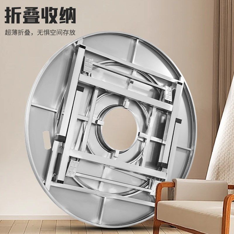 不锈钢餐桌圆桌家用小户型饭桌电磁炉一体折叠桌子商用大圆台饭台,淘宝优惠券,粉丝福利购,淘宝优惠卷