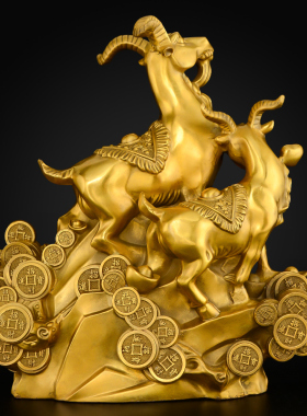 三羊开泰摆件铜羊纯铜领头羊三阳开泰生肖羊客厅家居摆设