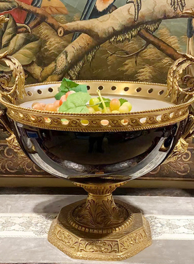 法式玄关室内陶瓷配铜工艺品摆件  美式家居客厅复古台灯时钟