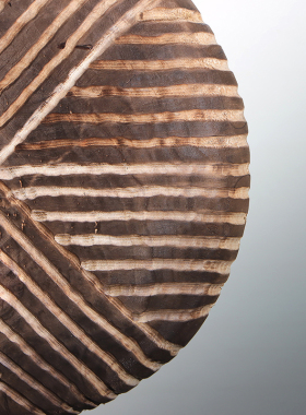 高级感实木雕刻圆形装饰品侘寂风新中式复古自然风木质工艺品摆件