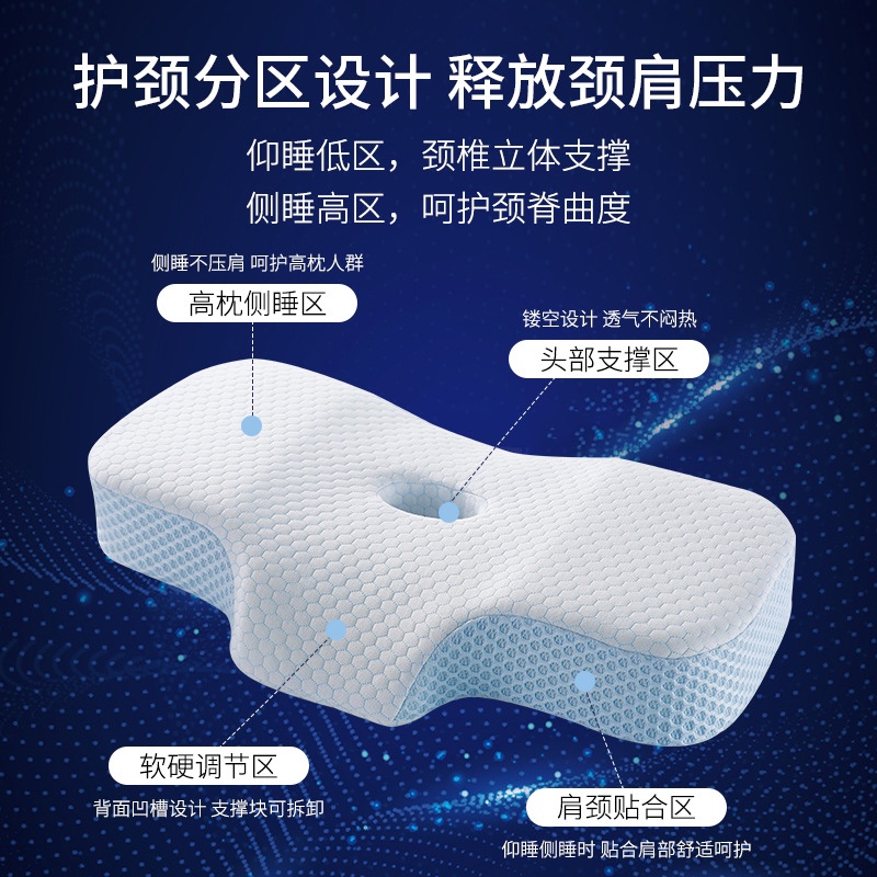 颈椎耳枕头记忆棉慢回弹护颈专用牵引助睡眠组合碟形保健无压软枕 - 图0