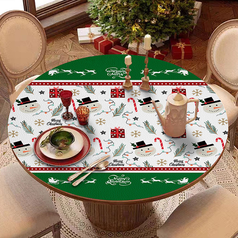 耶诞圆桌垫防水防油免洗餐桌隔热垫喜庆新年皮革壁纸圆形茶几垫,淘宝优惠券,粉丝福利购,淘宝优惠卷