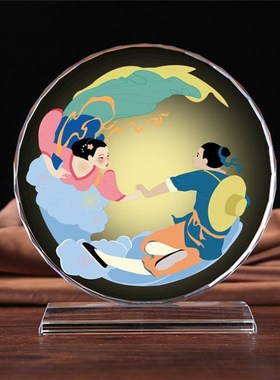 牛郎织女摆件水晶工艺品七夕节情人节礼品古代爱情收藏书房装饰品