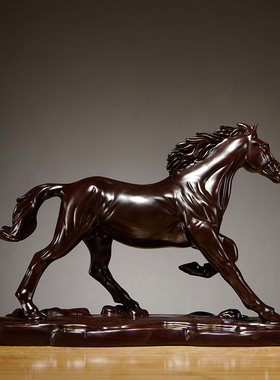 黑檀木马到成功摆件实木质雕刻生肖马工艺品家居办公室装饰工艺品