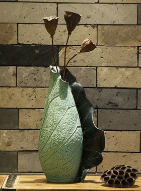 新中式田园花瓶小清新创意装饰品客厅工艺品花插工艺花器小摆件