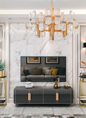 新中式客厅落地摆件装饰架 电视柜旁边置物架 轻奢沙发大理石花架