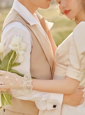 法式新款婚纱摄影道具外景旅拍田园风格画架复古油画黑色弯把竹伞