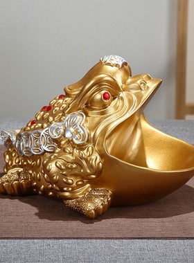 创意家居摆件家用摆设工艺品招财金蟾酒柜装饰品入户鞋柜钥匙收纳