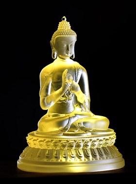 琉璃文昌塔聚宝盆貔貅佛像工艺品摆件发光加高实木底座长方形带灯