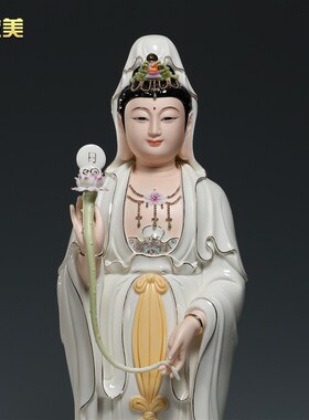 微美陶瓷东方三圣佛像摆件药师佛居家供奉客厅日光菩萨月光菩萨像