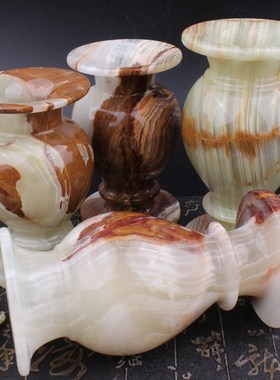 巴基斯坦玉雕青白玉花瓶中式玉石插花瓶摆件家居玄关装饰玉器瓶子