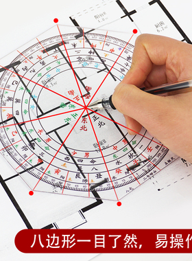 八宅二十四山立极尺高精度透明罗盘24山金锁玉关堪舆布局尺立极规