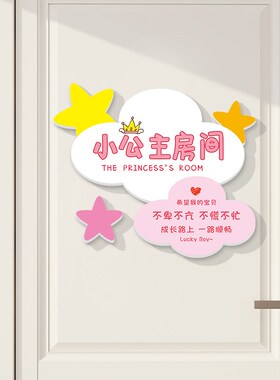 小公主房间装饰布置门贴遮丑挂牌女孩儿童房创意卧室门墙面墙贴纸