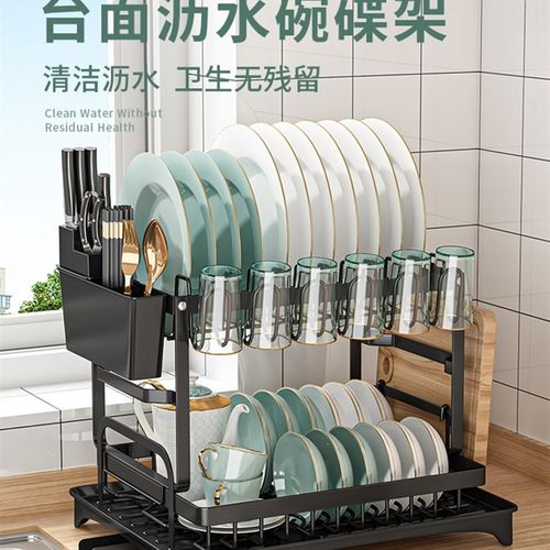 碗架沥水架双层杯架沥水碗碟架家用滤水碗篮厨房置物架放碗收纳架 - 图0