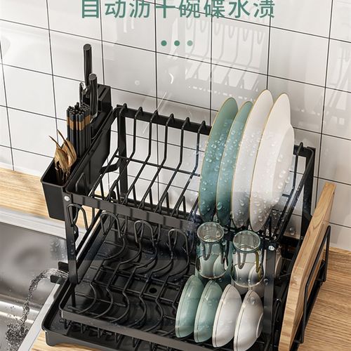 碗架沥水架双层杯架沥水碗碟架家用滤水碗篮厨房置物架放碗收纳架 - 图3