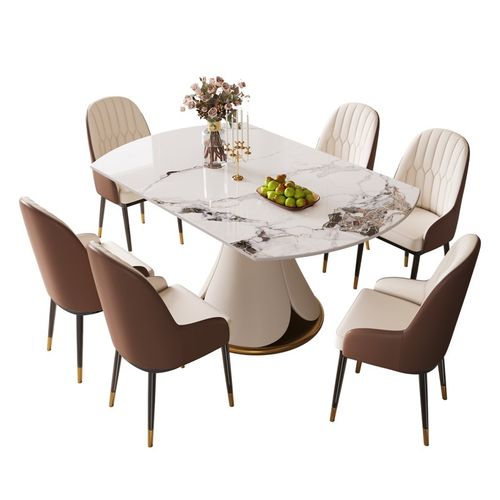 奶油风旋转岩板餐桌椅伸缩折叠圆形饭桌现代简约小户型极简圆桌 - 图3