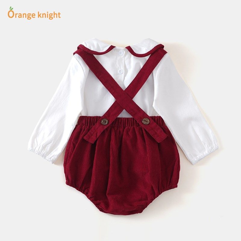 婴儿套装春秋女宝宝背带两件套韩版长袖纯棉公主服三角包屁衣爬服,淘宝优惠券,粉丝福利购,淘宝优惠卷