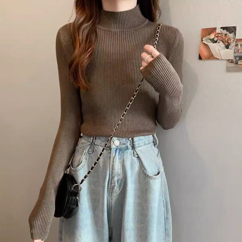 黑色毛衣女春秋2024新款修身短款小个子内搭半高领打底针织衫上衣,淘宝优惠券,粉丝福利购,淘宝优惠卷