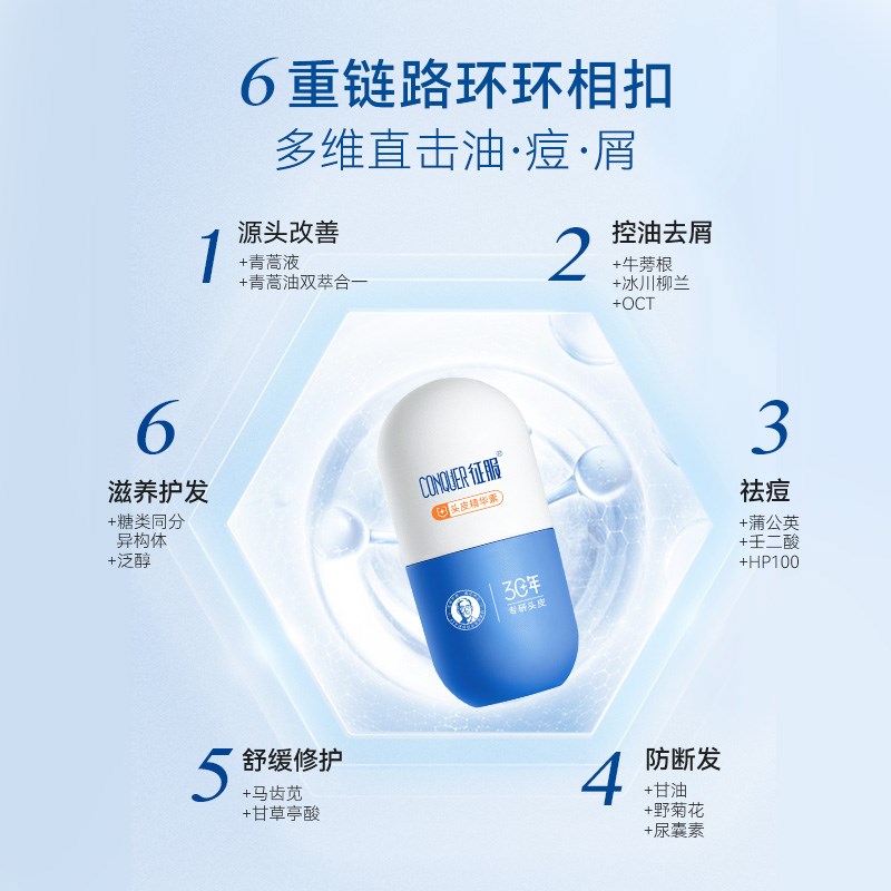 征服头皮精华素青蒿控油去屑蓬松洗发水大容量组合去屑控油蓬祛痘 - 图0