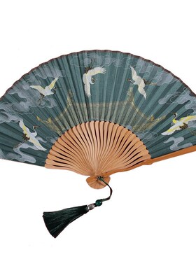 雅扇堂古风仙鹤小折扇中国风古典随身便携折叠扇子汉服女士旗袍扇