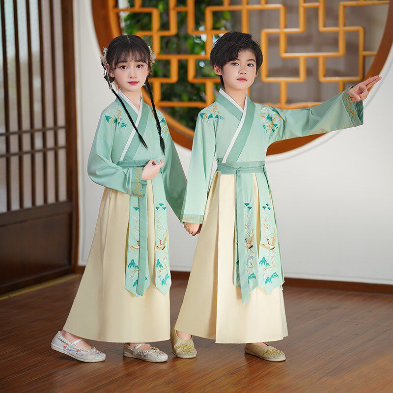 汉服儿童男童国学男女国风古装小书童演出服小学一年级开笔礼服装,淘宝优惠券,粉丝福利购,淘宝优惠卷
