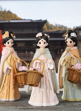 创意可爱古风提篮少女汉服宫廷摆件家居装饰工艺品学生生日礼物