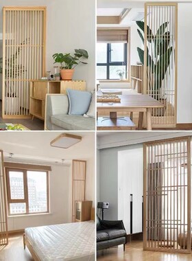 中式实木花格镂空雕花客厅入户玄关屏风隔断仿古门V窗背景墙木格