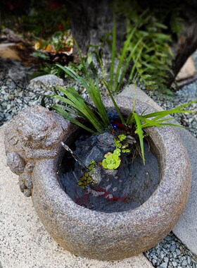 中式室外鱼池造景假山流水摆件循D环水景貔貅招财庭院阳台花园