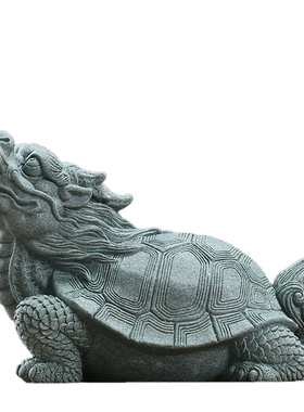 国风青砂石瑞兽龙龟动物创意客厅书房茶室水族鱼缸造景装饰品